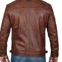 Brown Leather Jacket Cafe Racer Real Lambskin Leather Distressed Biker Jacket  - Thumbnail 2