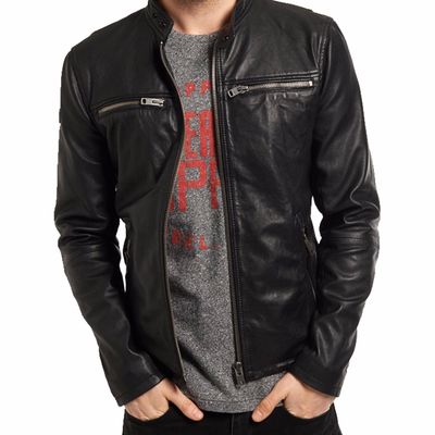 Mens leather jacket, black men biker jacket, men real leather jacket, biker jacket - Thumbnail 3