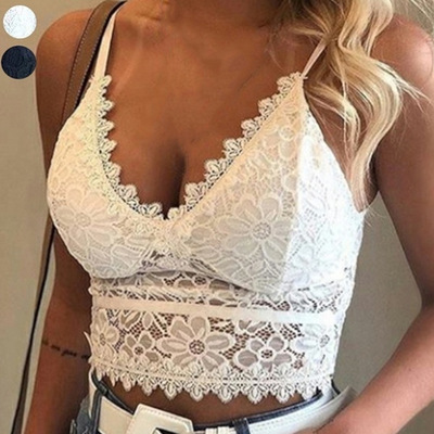 Sexy lace triangle cup bra open back underwear tops