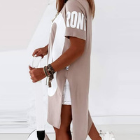 Letter Print Dip Hem T-Shirt Dress - Thumbnail 5