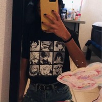 Cute Japanese Anime Print Oversized Short Sleeve Shirt  - Thumbnail 2