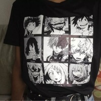 Cute Japanese Anime Print Oversized Short Sleeve Shirt  - Thumbnail 3