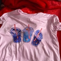 Cute Pink Milkshakes Drink Summer Pastel Print Short Sleeve Shirt Tee T-shirt E-Girl Kawaii Korean Japanese Harajuku Retro Streetwear Aesthetic - Thumbnail 9