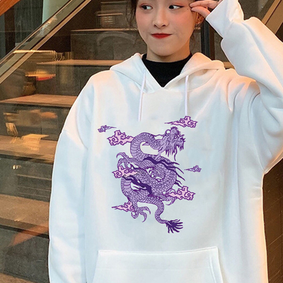 Cute Dragon Embroidery Cartoon Sweater Pullover Hoodie Knit Long Sleeve Sweatshirt E-Girl Kawaii Korean Japanese Harajuku Retro Streetwear Aesthetic
