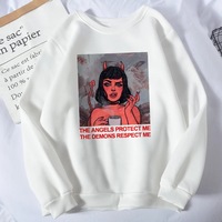 Cute Angel Demon Girl Print Sweater Pullover Hoodie Long Sleeve Top Shirt Sweatshirt E-Girl Kawaii Korean Japanese Harajuku Retro Streetwear Aesthetic - Thumbnail 2