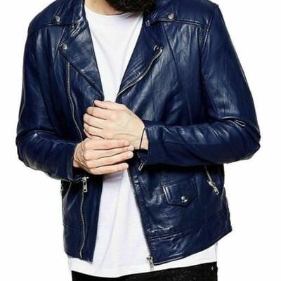 Brand new men motorcycle genuine lambskin leather jacket slim fit biker jacket - Thumbnail 2