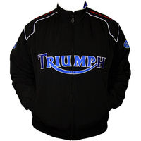 Triumph Black Motorcycle Genuine Real Leather Jacket For Men Front Zipper - Thumbnail 1