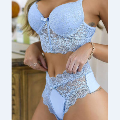 High Waist Crochet Lace Lingerie Set