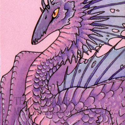 Original aceo artwork: pink dragon