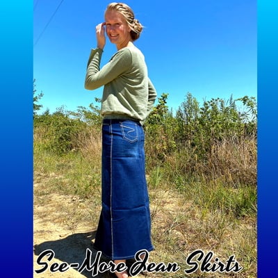 Kristy long dark denim skirt