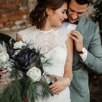 Fabulous Mermaid Lace Backless Sweep Train Wedding Dresses With Cap Sleeves Bridal Gown - Thumbnail 2