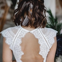 Fabulous Mermaid Lace Backless Sweep Train Wedding Dresses With Cap Sleeves Bridal Gown - Thumbnail 3