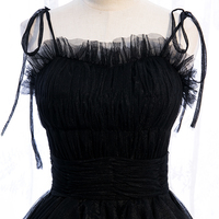 Black tulle long prom gown evening dress - Thumbnail 1