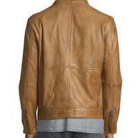 Tan Motorcycle Oliver Brown Suede Leather Jacket - Thumbnail 1