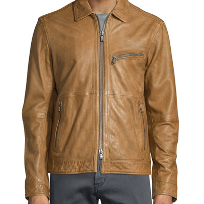Tan motorcycle oliver brown suede leather jacket - Thumbnail 1