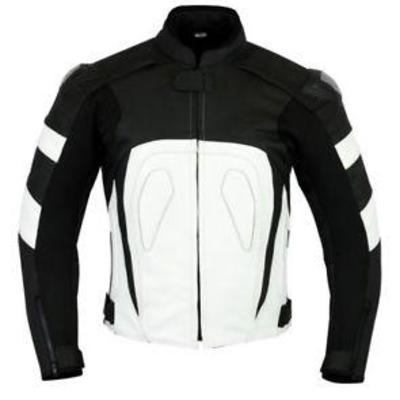 Motorcycle leather racing white jacket - Thumbnail 2