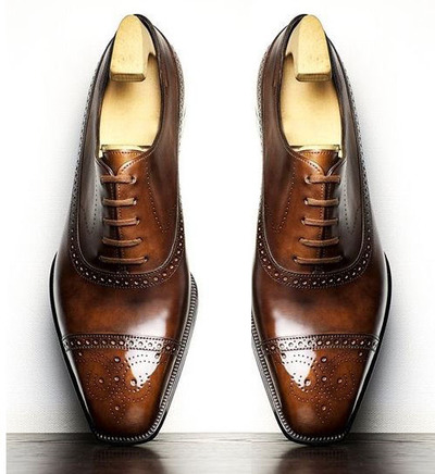 Men Bespoke Handmade Brown Ankle Lace Up Leather Shoes