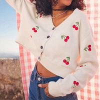 CHERRY EMBROIDERY CARDIGAN  - Thumbnail 3