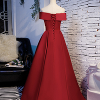 A line satin long ball gown dress formal dress - Thumbnail 2