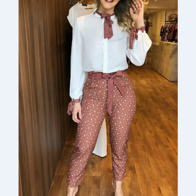 Design long sleeve printed pants set