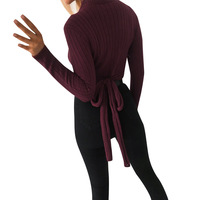 Sexy Long Sleeve High Neck Slim Top - Thumbnail 3