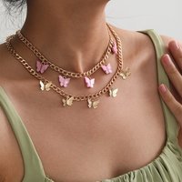 VINTAGE BUTTERFLY DOUBLE NECKLACE - Thumbnail 1