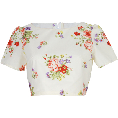 Cream floral crop top  