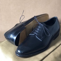 Men's Stylish Black Leather Handmade Lace Up Dress Shoes - Thumbnail 4