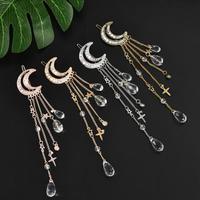 Moon Rhinestone Crystal Tassel Hairpin Hair Clip - Thumbnail 1