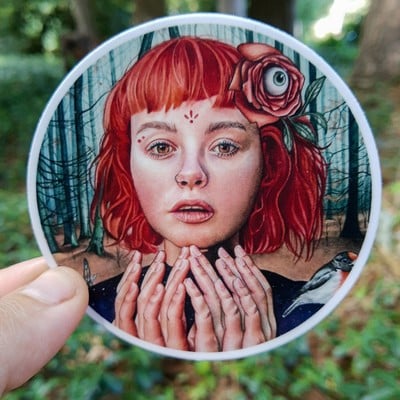 "lost in the moment" circle vinyl sticker