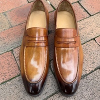 Classic Two Tone Penny Loafer Handmade Leather Party Wear Shoes For Men - Thumbnail 1