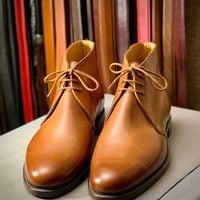 Mens Brown Leather Decent Looks Stylish Chukka Lace Up Formal Boot - Thumbnail 2