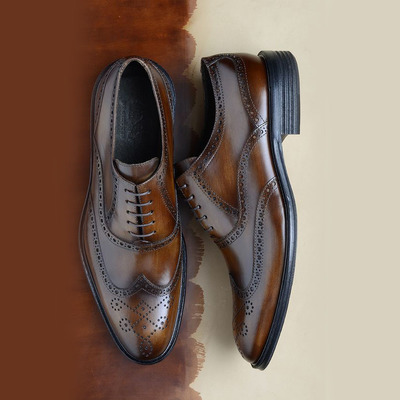 Bespoke handmade brown ankle lace up leather shoes for men