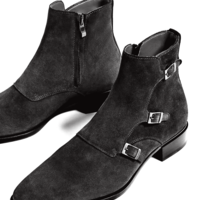 Men's Handmade Pure Black Suede Stylish Chukka Strap Boots for Men - Thumbnail 1