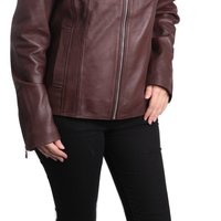 Women Leather jacket Slim Fit Brown,Fashion Biker Leather Jacket - Thumbnail 3