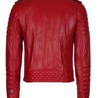 Men Red Color Leather Jacket, Mens Red Biker Leather Jacket, Men’s Leather Jacket - Thumbnail 2