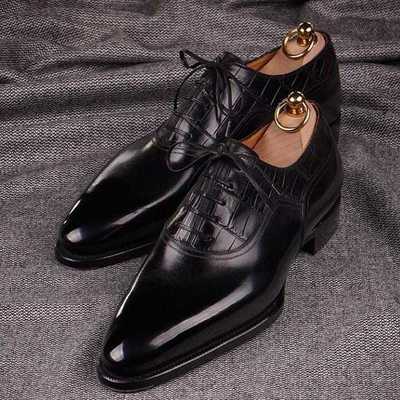 Handmade Men's Black Leather Best Oxfords Dress Custom Made Shoes For Men