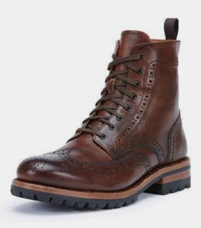 New Handmade Oxfords Brown Wingtip Ankle High Lace Up Rangers Boot 