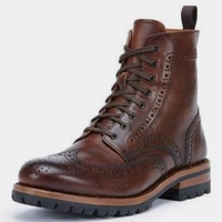 New Handmade Oxfords Brown Wingtip Ankle High Lace Up Rangers Boot  - Thumbnail 1