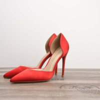 New Satin Hollow Pointed Stiletto Heels Sexy Pumps G5721 - Thumbnail 3