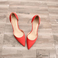 New Satin Hollow Pointed Stiletto Heels Sexy Pumps G5721 - Thumbnail 4