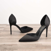 New Satin Hollow Pointed Stiletto Heels Sexy Pumps G5721 - Thumbnail 5