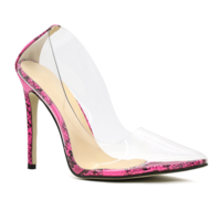 Transparent PVC Snake Pattern Pointed Toe Women's Stiletto Heels G7510 - Thumbnail 4