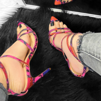 Explosive Style Sandals Pointed Toe Cross Straps Stiletto High Heels Large Size Women's Shoes F1472 - Thumbnail 1
