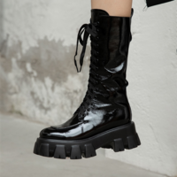 Double Bag Thick-Soled Mid-tube Autumn And Winter New Handsome Martin Boots Cowhide Fashion Women's Boots G5720 - Thumbnail 3