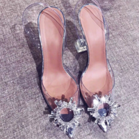 Summer New Style Baotou Pointed Toe Cover Foot PVC Sexy Metal Decoration Increased Shoes B8472 - Thumbnail 1