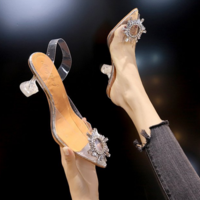 Summer New Style Baotou Pointed Toe Cover Foot PVC Sexy Metal Decoration Increased Shoes B8472 - Thumbnail 3