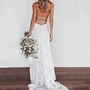Sheath Cowl Neck Lace Wedding Dresses With Train-1