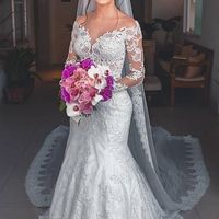 Charming Mermaid Long Sleeves Lace Wedding Dresses Bridal Gown - Thumbnail 1