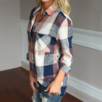 Casual Long-Sleeved Plaid Shirt - Thumbnail 1